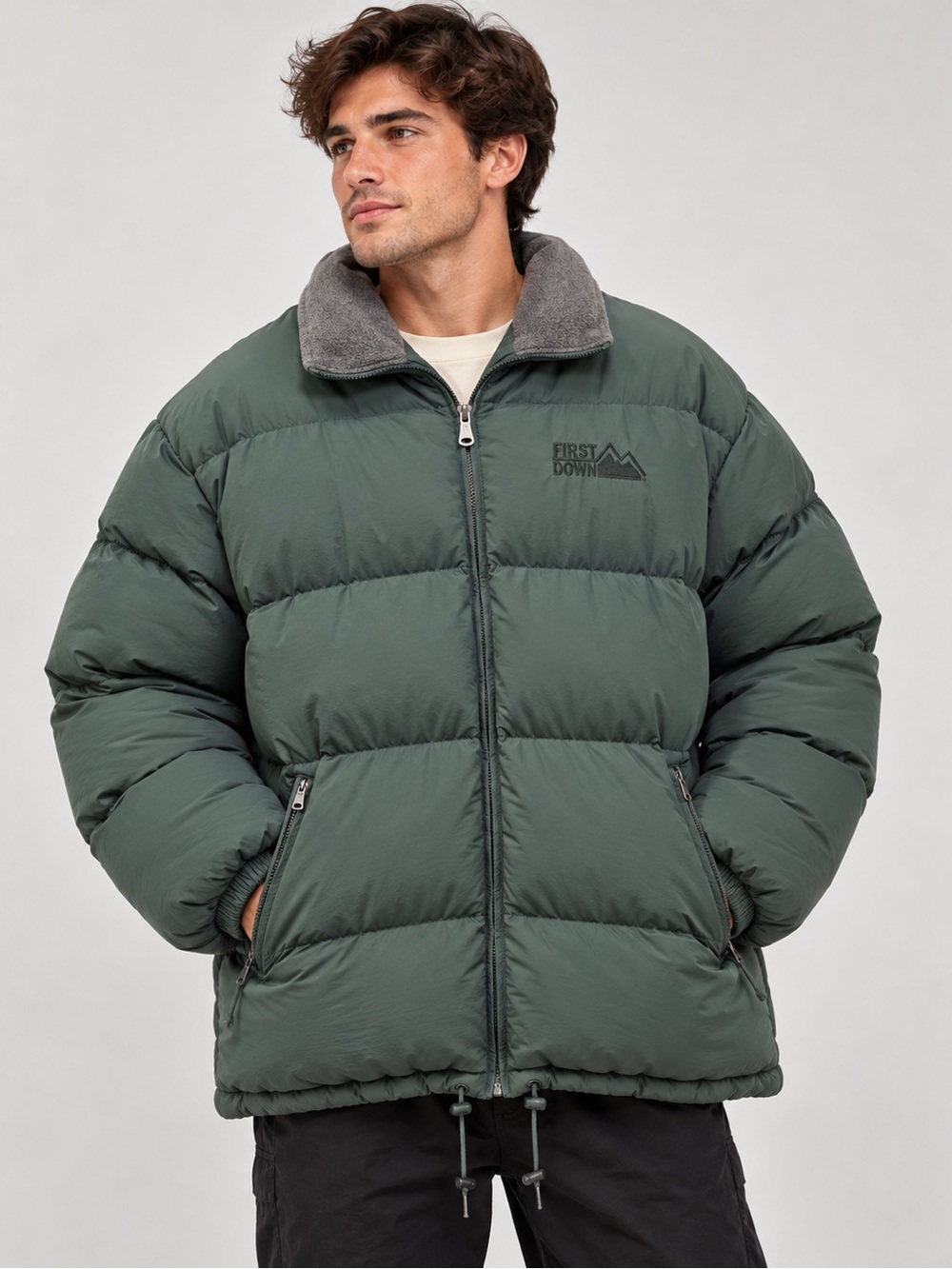 Vintage First Down 80/20 Duck Down Puffer Parka Jacket Green L